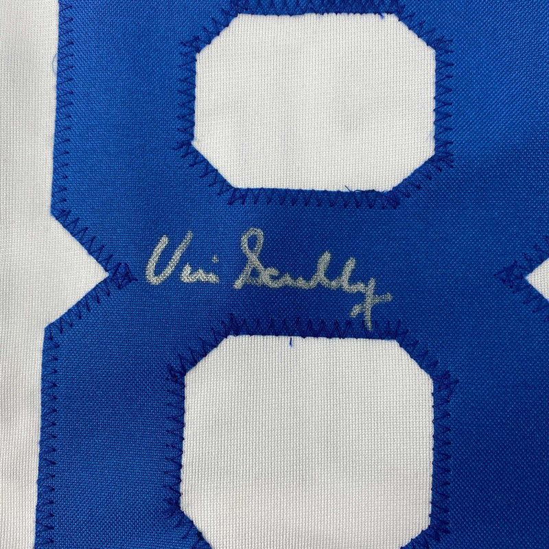 Autographed/Signed Vin Scully Los Angeles LA White Baseball Jersey PSA/DNA COA