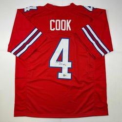 Autographed/Signed James Cook Buffalo Red Football Jersey Beckett BAS COA