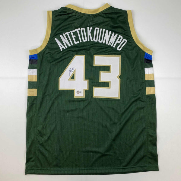 Autographed/Signed Thanasis Antetokounmpo Milwaukee Green Basketball Jersey Beckett BAS COA