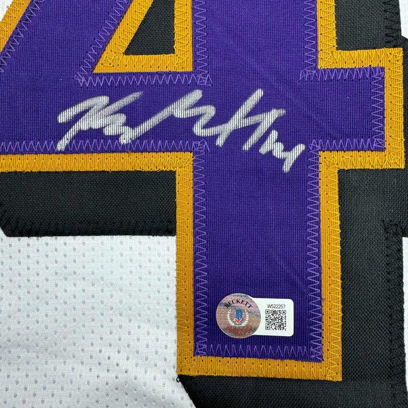 Autographed/Signed Kyle Hamilton Baltimore White Football Jersey Beckett BAS COA