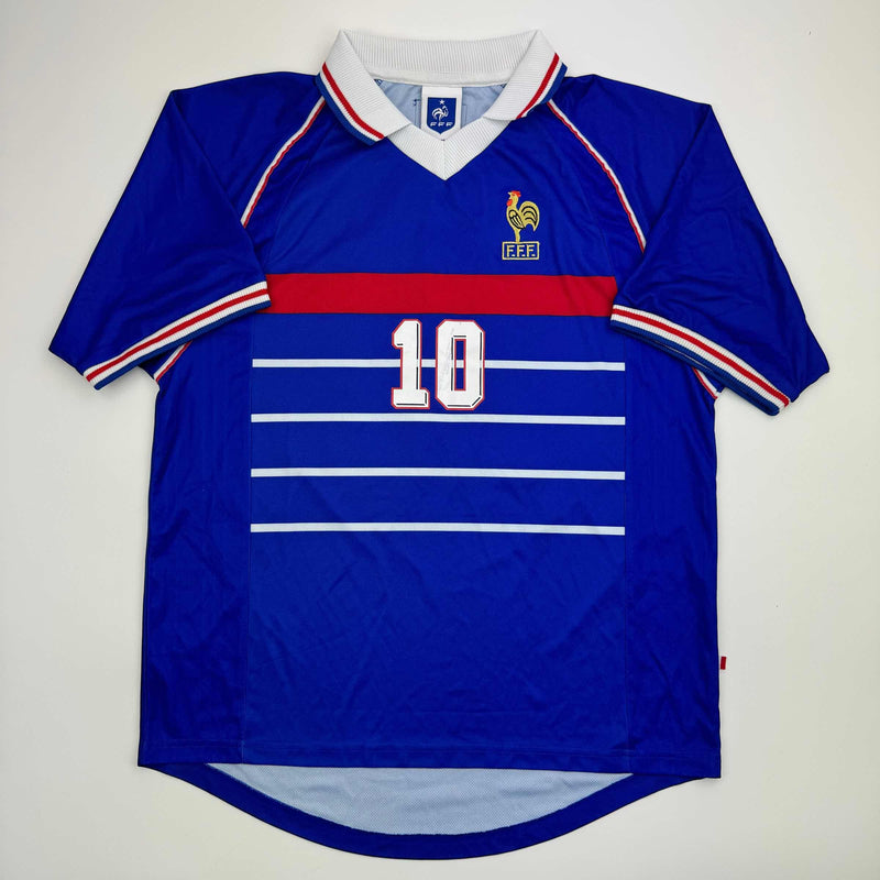 Autographed/Signed Zinedine Zidane France French National Team Blue Soccer Jersey Beckett BAS COA