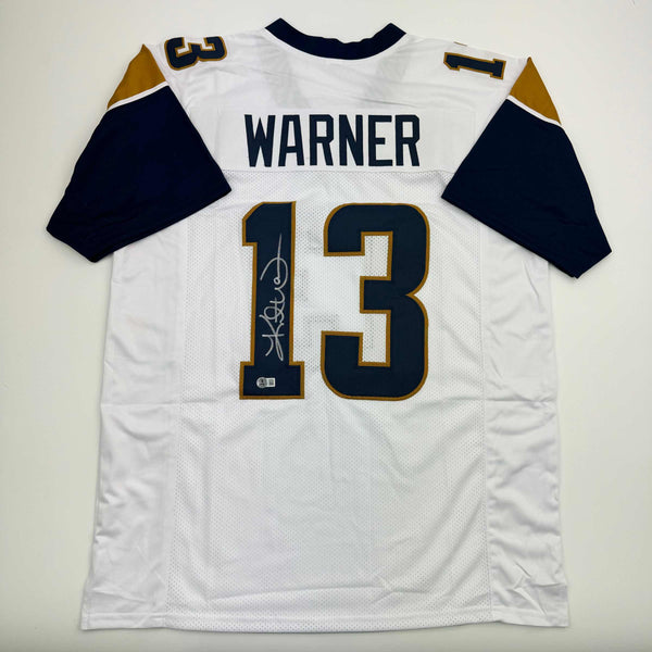 Autographed/Signed Kurt Warner St. Louis White Retro Football Jersey Beckett BAS COA