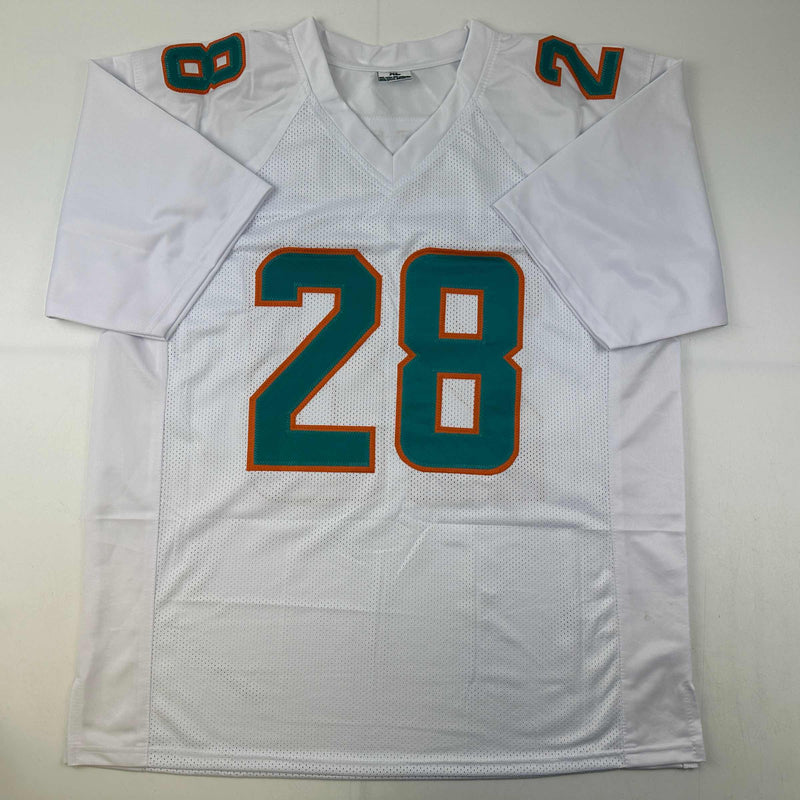 Autographed/Signed De'Von DeVon Achane Miami White Football Jersey Beckett BAS COA
