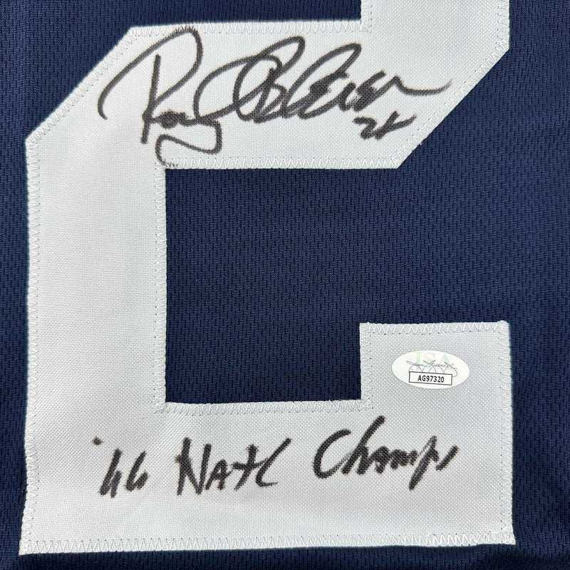 Autographed/Signed Rocky Bleier 66 Nat'l Champs Notre Dame Blue College Football Jersey JSA COA