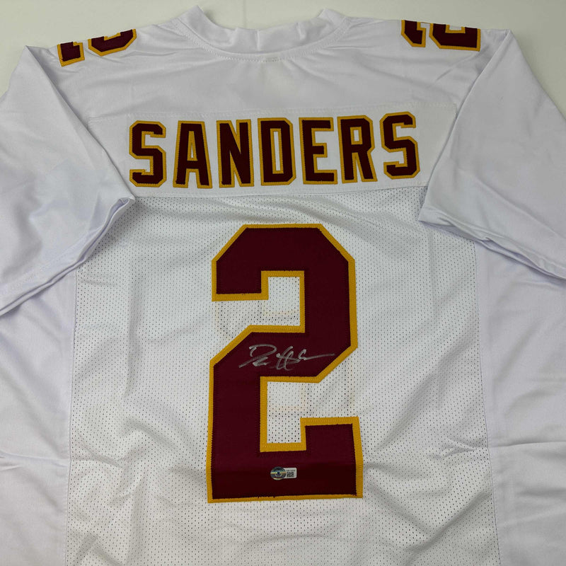 Autographed/Signed Deion Sanders Florida State FSU White College Football Jersey Beckett BAS COA