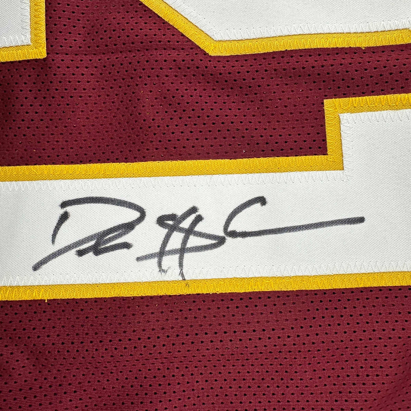 Autographed/Signed Deion Sanders Washington Burgundy Football Jersey Beckett BAS COA