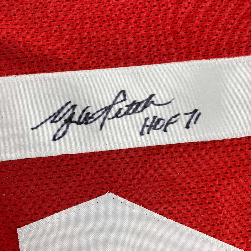 Autographed/Signed YA Y.A. Tittle HOF 71 San Francisco Red Football Jersey JSA COA