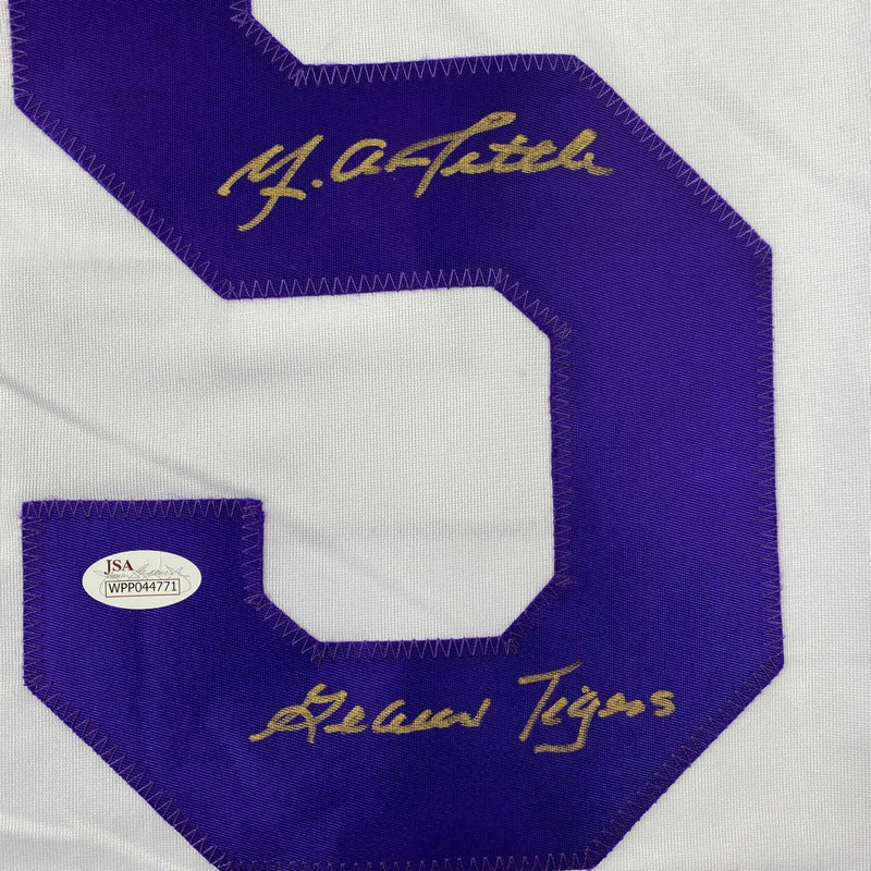 Autographed/Signed YA Y.A. Tittle Inscribed Geaux Tigers LSU White College Football Jersey JSA COA