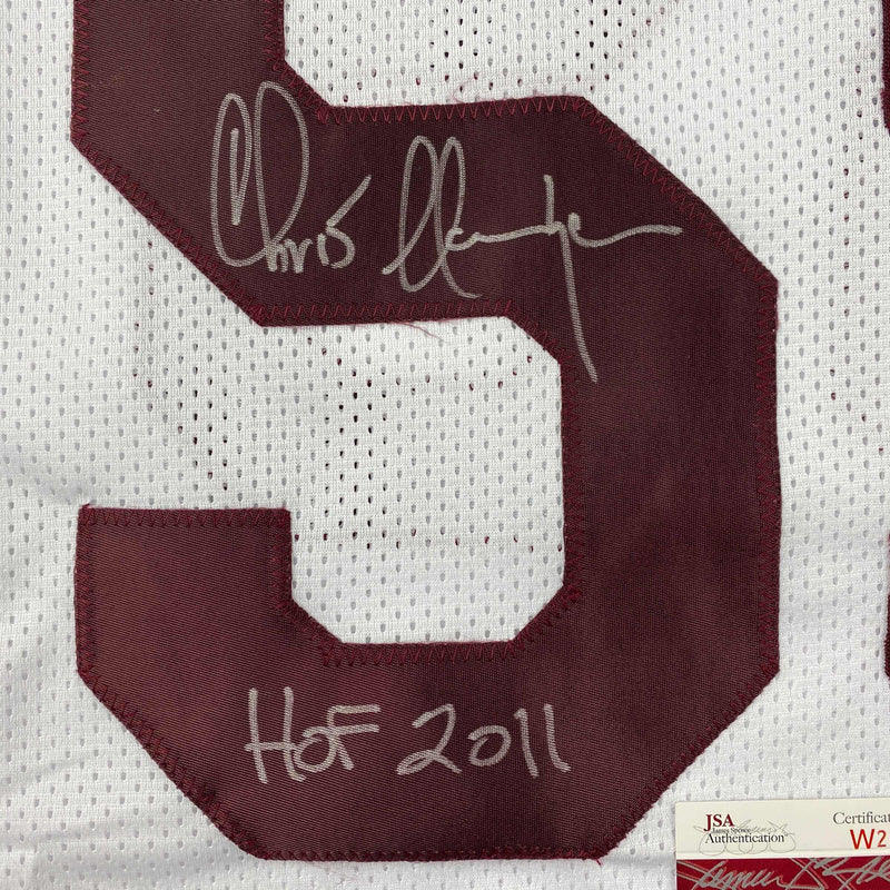 Autographed/Signed Chris Hanburger HOF 2011 Washington White Football Jersey JSA COA