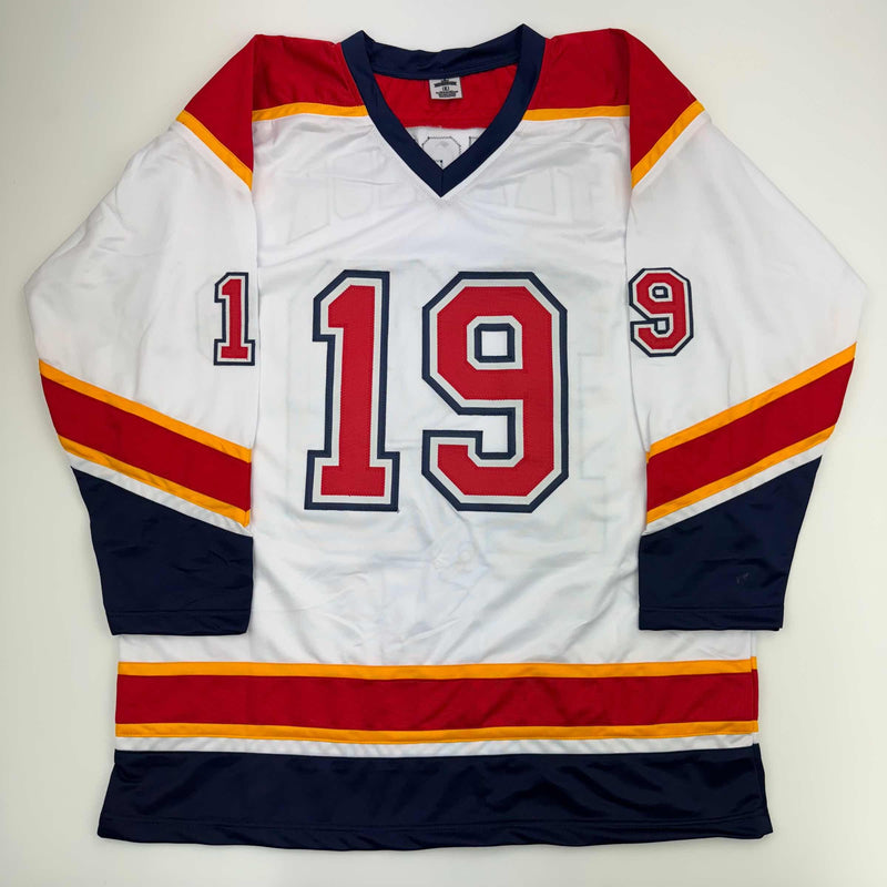 Autographed/Signed Matthew Tkachuk Florida White Retro Hockey Jersey JSA COA