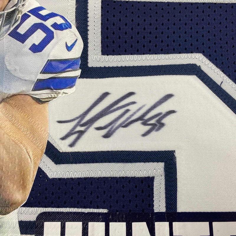 Autographed/Signed Leighton Vander Esch Dallas Blue Portrait Football Jersey Beckett BAS COA