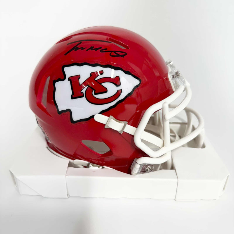 Autographed/Signed Trent McDuffie Kansas City Chiefs Red Mini Football Helmet Beckett BAS COA
