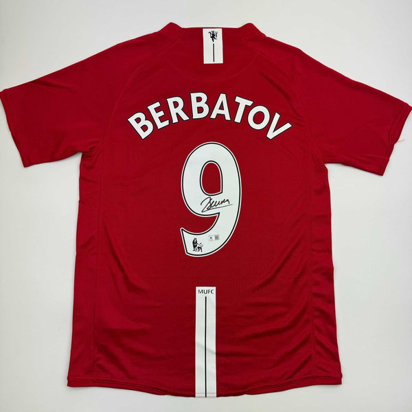 Autographed/Signed Dimitar Berbatov Manchester United Red Soccer Jersey Beckett BAS COA