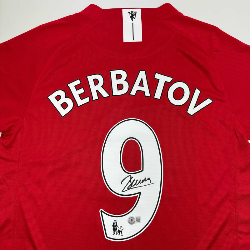 Autographed/Signed Dimitar Berbatov Manchester United Red Soccer Jersey Beckett BAS COA