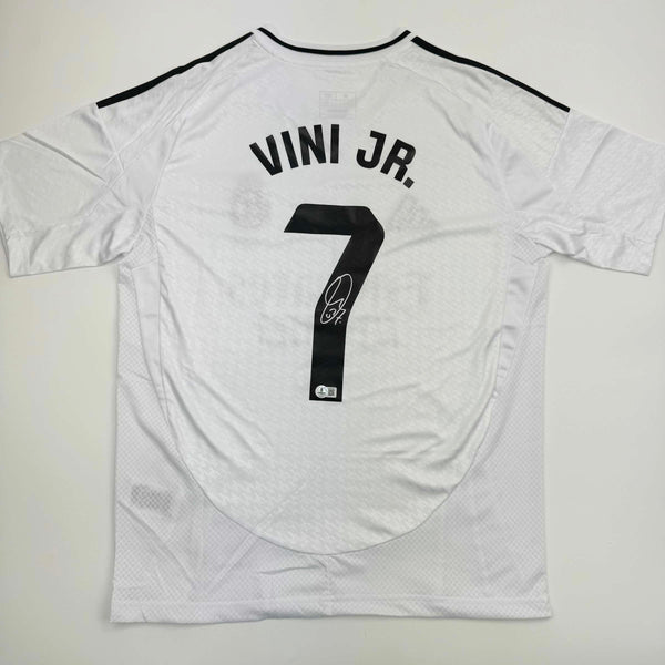 Autographed/Signed Vini Vinicius Jr. #7 Real Madrid White Soccer Jersey Beckett BAS COA