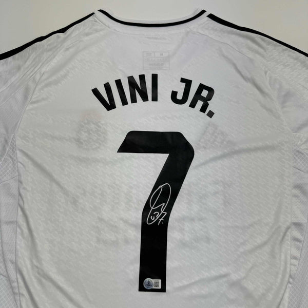 Autographed/Signed Vini Vinicius Jr. #7 Real Madrid White Soccer Jersey Beckett BAS COA