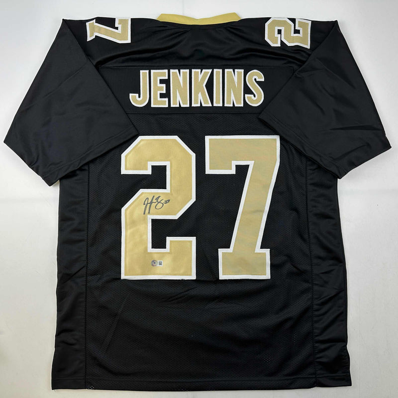 Autographed/Signed Malcolm Jenkins New Orleans Black Football Jersey Beckett BAS COA