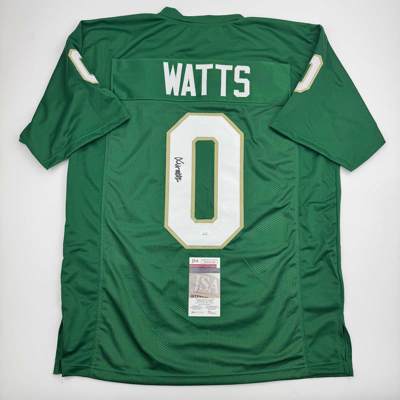 Autographed/Signed Xavier Watts Notre Dame Green College Football Jersey JSA COA