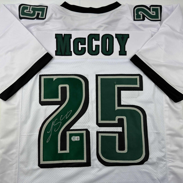 Autographed/Signed LeSean McCoy Philadelphia White Football Jersey Beckett BAS COA