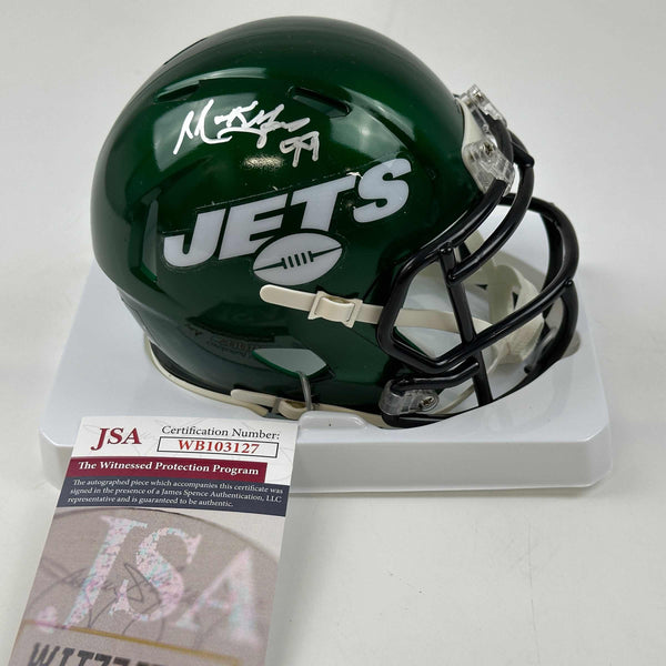 Autographed/Signed Mark Gastineau New York Jets Football Mini Football Helmet JSA COA