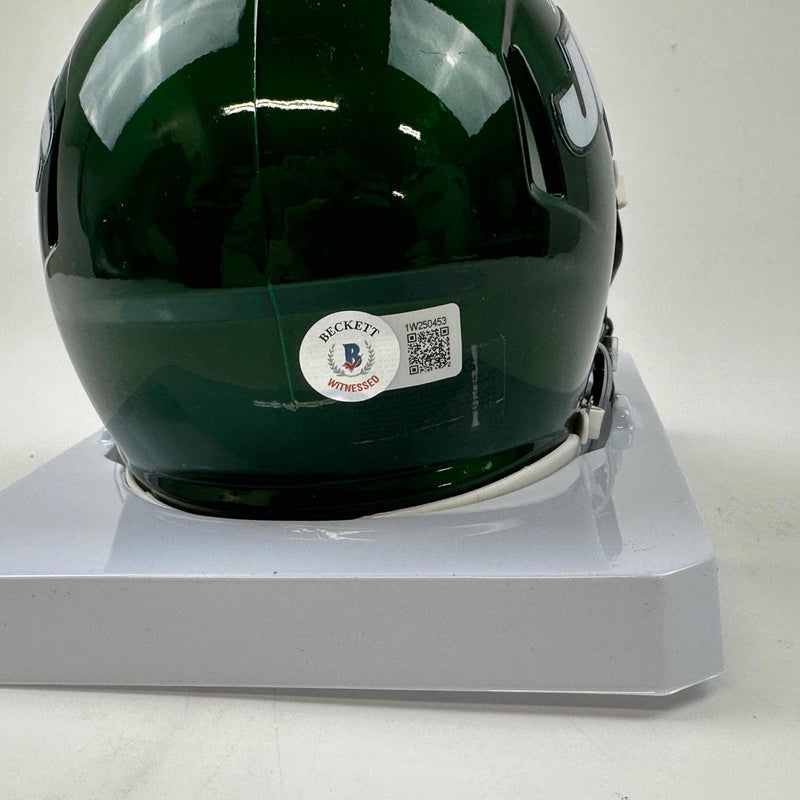 Autographed/Signed Vinny Testaverde New York Jets Mini Football Helmet Beckett BAS COA