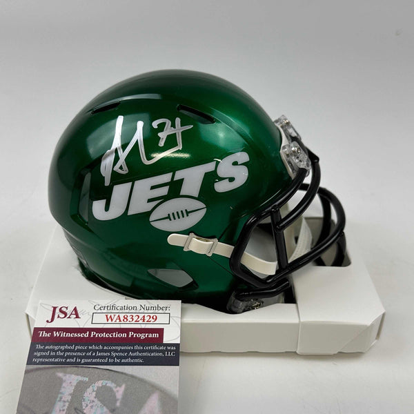 Autographed/Signed Nick Mangold New York Jets Football Mini Football Helmet JSA COA