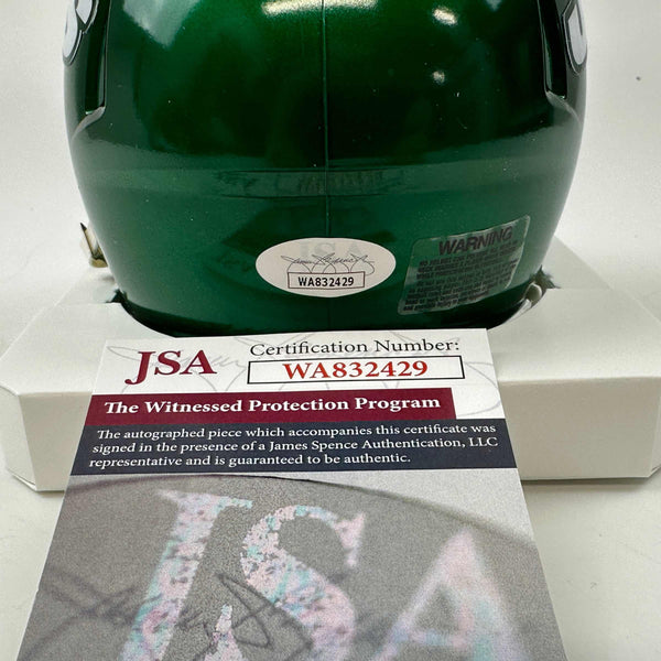 Autographed/Signed Nick Mangold New York Jets Football Mini Football Helmet JSA COA