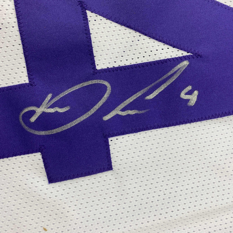 Autographed/Signed Dalvin Cook #4 Minnesota White Football Jersey Beckett BAS COA