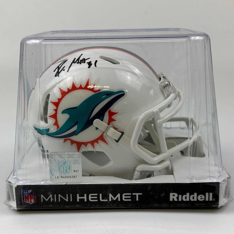 Autographed/Signed Raheem Mostert Miami Dolphins Mini Football Helmet Beckett BAS COA