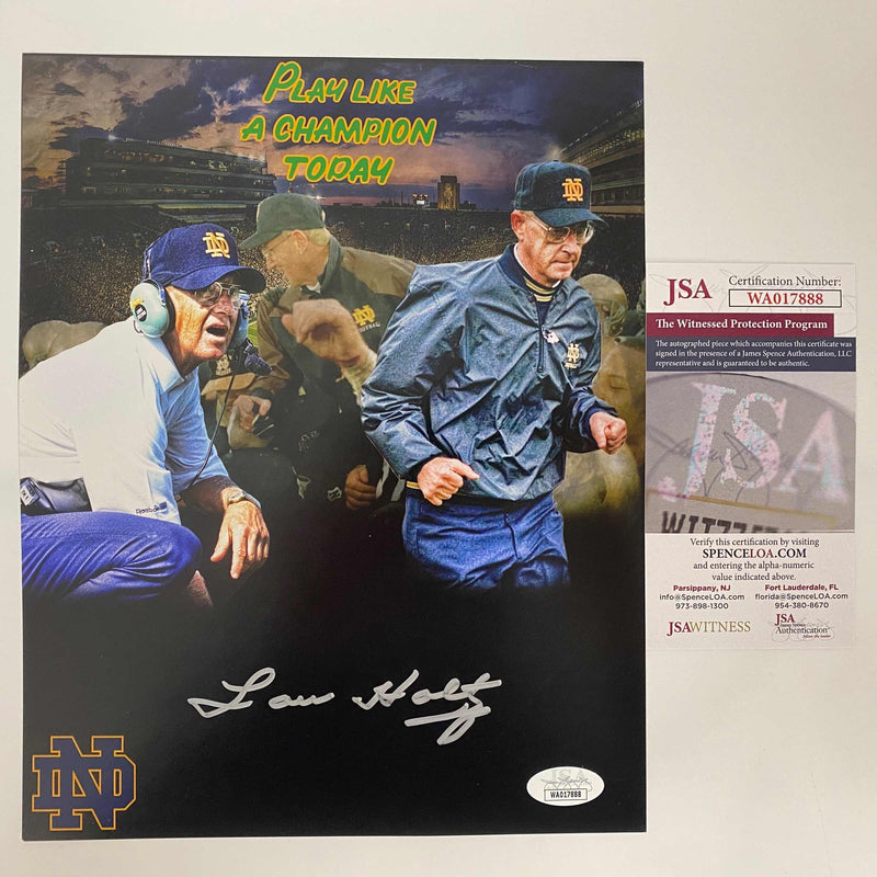 Autographed/Signed Lou Holtz Notre Dame Irish 8x10 College Football Photo JSA COA #2