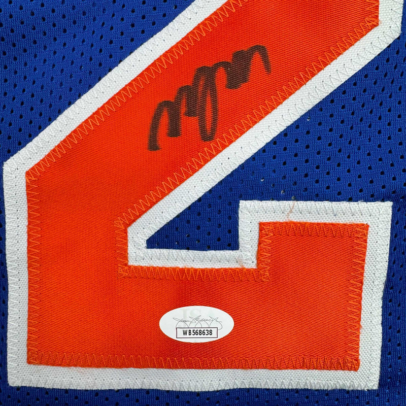 Autographed/Signed Miles Deuce McBride New York Blue Basketball Jersey JSA COA