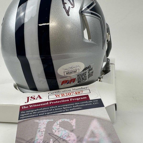 Autographed/Signed Rico Dowdle Dallas Cowboys Mini Football Helmet JSA COA