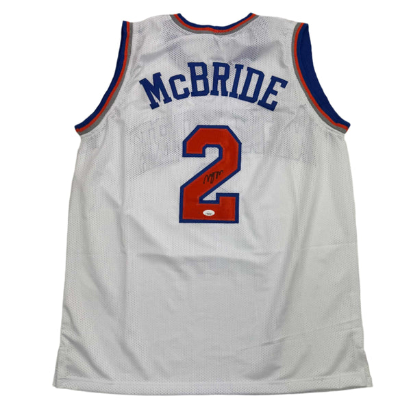 Autographed/Signed Miles Deuce McBride New York White Basketball Jersey JSA COA