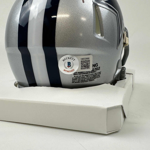 Autographed/Signed Deuce Vaughn Dallas Cowboys Mini Football Helmet Beckett BAS COA