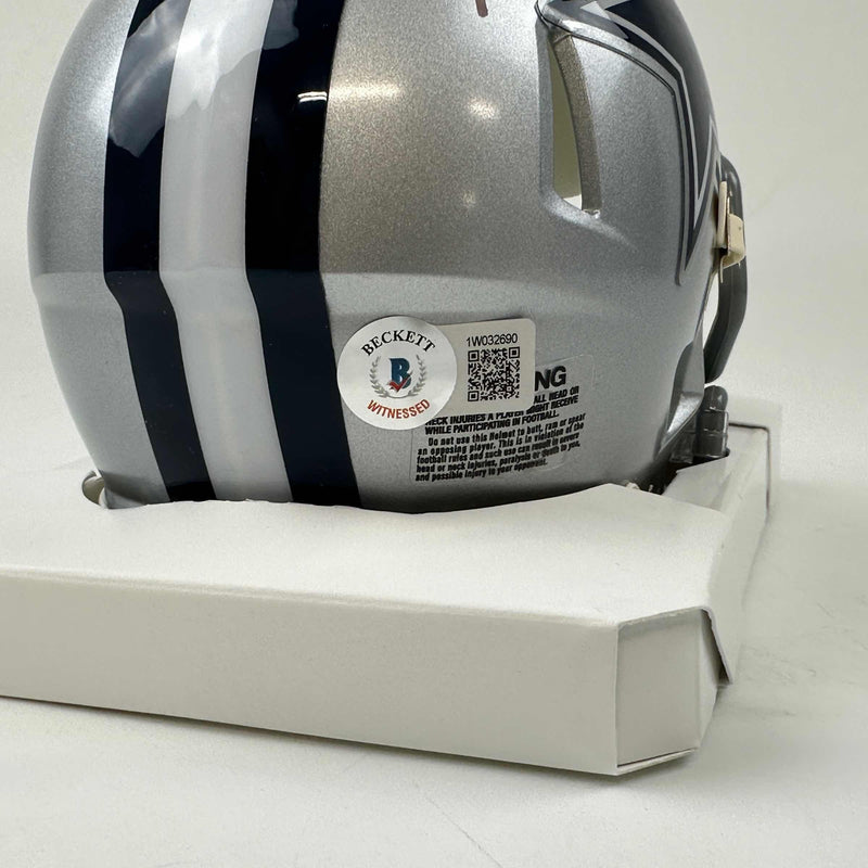 Autographed/Signed Deuce Vaughn Dallas Cowboys Mini Football Helmet Beckett BAS COA