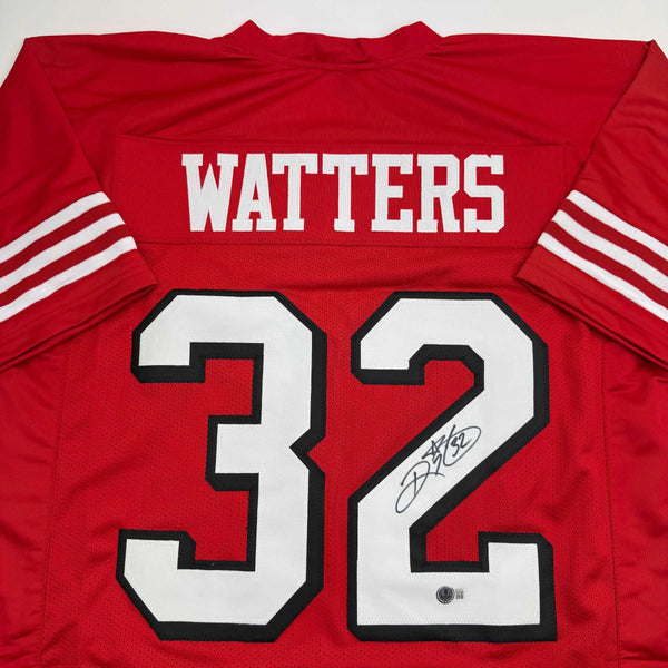 Autographed/Signed Ricky Watters San Francisco Alternate Red Football Jersey Beckett BAS COA