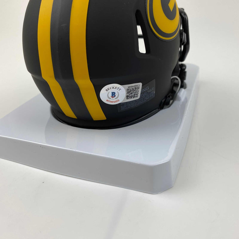 Autographed/Signed Davante Adams Green Bay Packers Eclipse Football Mini Helmet Beckett BAS COA