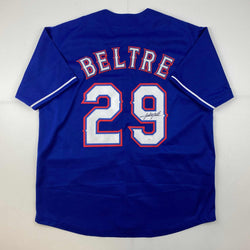 Autographed/Signed Adrian Beltre Texas Blue Baseball Jersey JSA COA