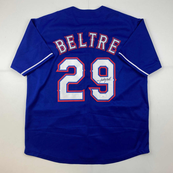 Autographed/Signed Adrian Beltre Texas Blue Baseball Jersey JSA COA