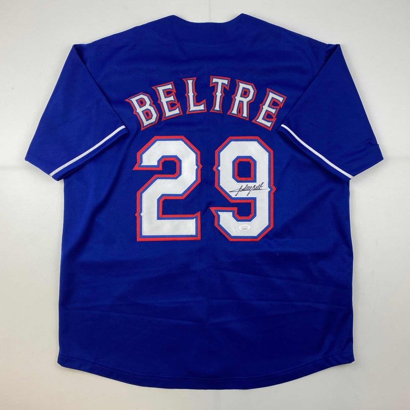 Autographed/Signed Adrian Beltre Texas Blue Baseball Jersey JSA COA