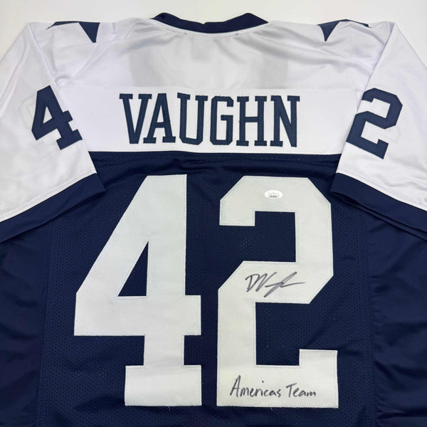 Autographed/Signed Deuce Vaughn Dallas Thanksgiving Day Football Jersey JSA COA