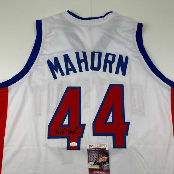 Autographed/Signed Rick Mahorn Detroit White Basketball Jersey JSA COA