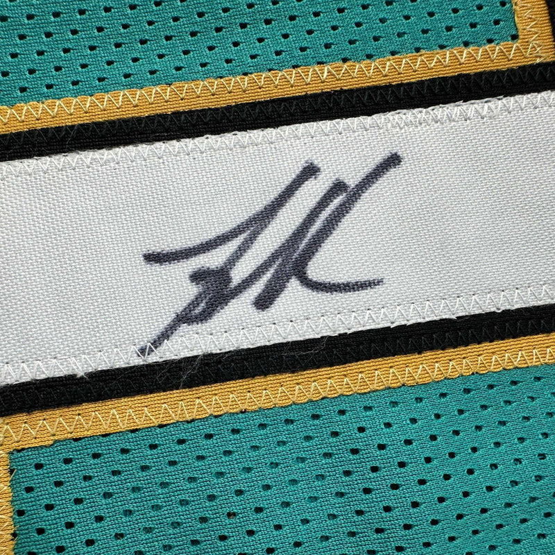 Autographed/Signed Mike Bibby Vancouver Teal Retro Basketball Jersey JSA COA