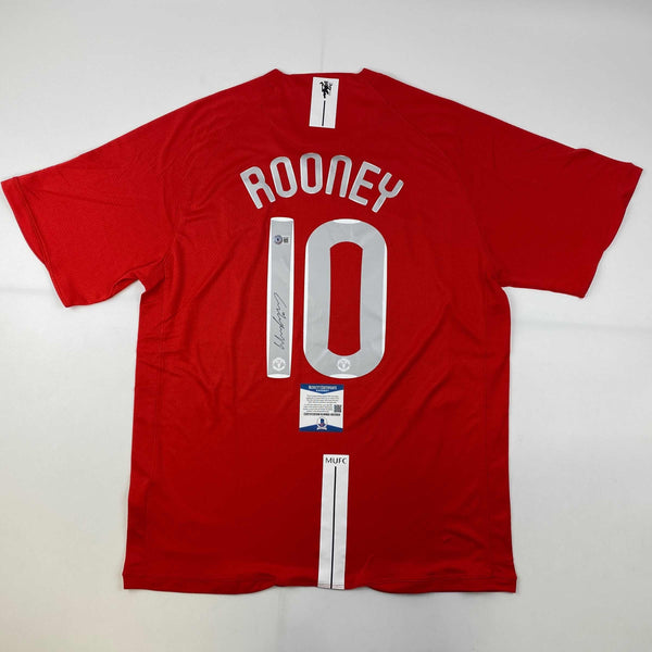 Autographed/Signed Wayne Rooney Manchester United Red 2008 Champions League Final Soccer Jersey Beckett BAS COA