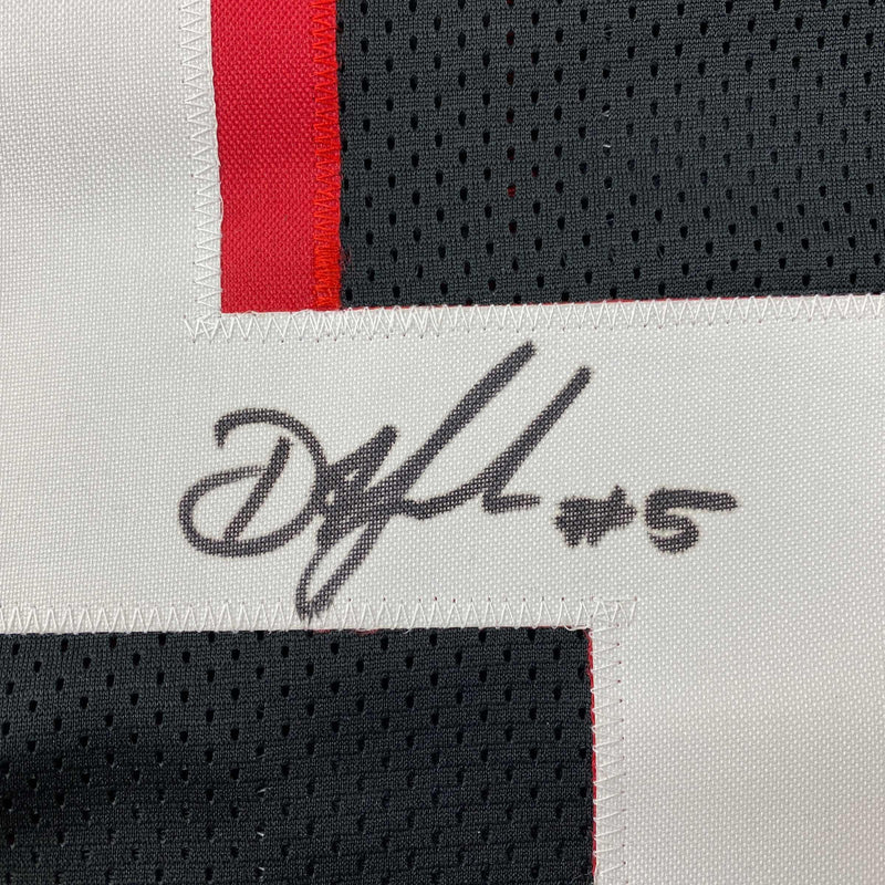 Autographed/Signed Drake London Atlanta Black Football Jersey Beckett BAS COA