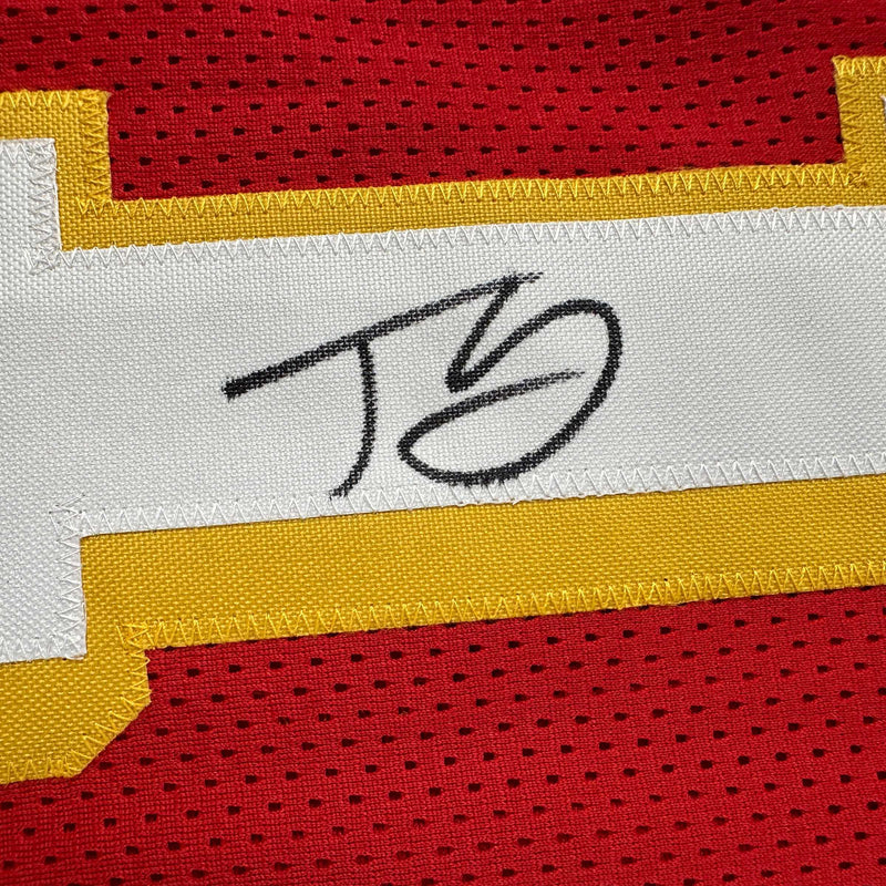 Autographed/Signed Trae Young Atlanta Red Basketball Jersey JSA COA