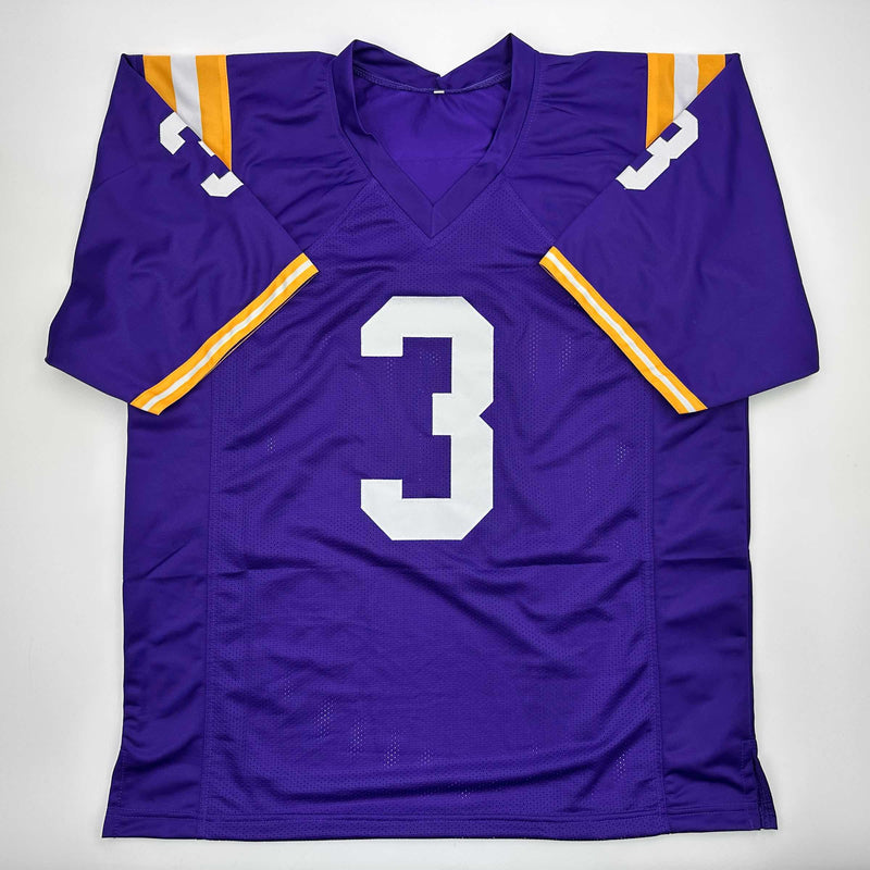 Autographed/Signed Odell Beckham Jr. LSU Purple College Football Jersey Beckett BAS COA