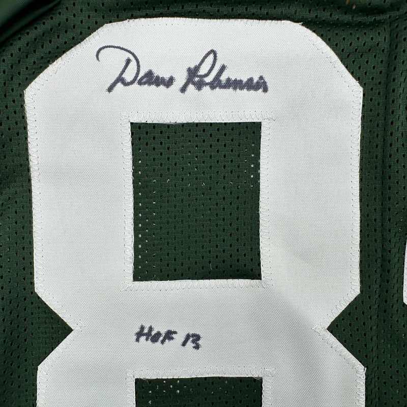 Autographed/Signed Dave Robinson HOF 13  Green Bay Green Football Jersey Beckett BAS COA