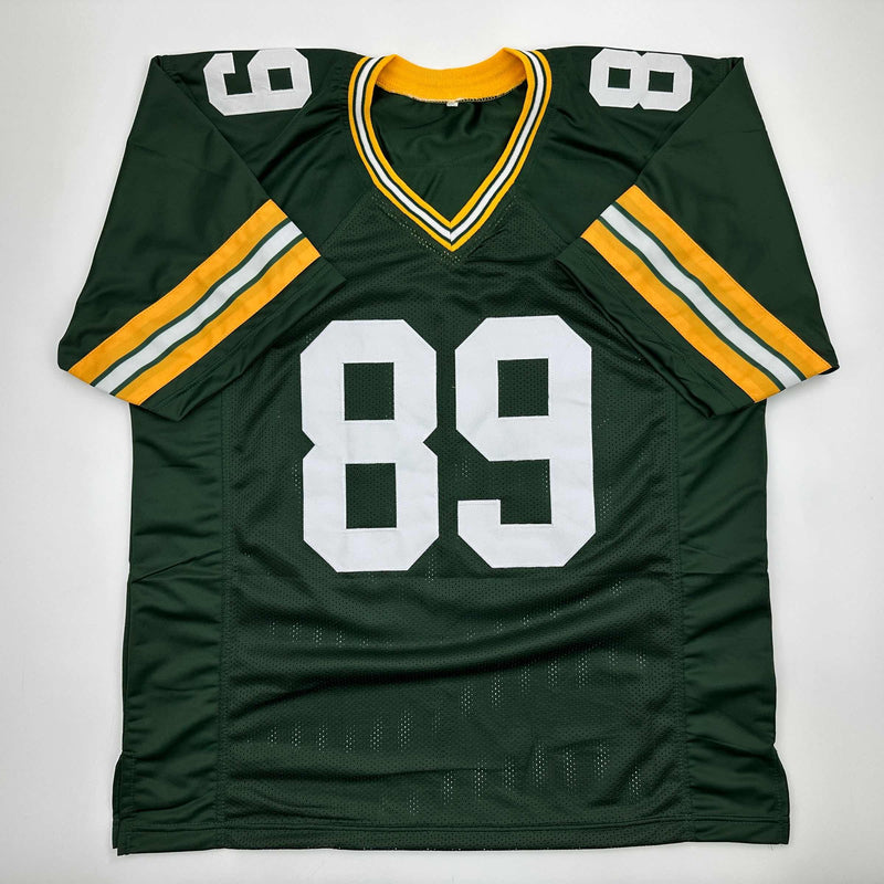 Autographed/Signed Dave Robinson HOF 13  Green Bay Green Football Jersey Beckett BAS COA