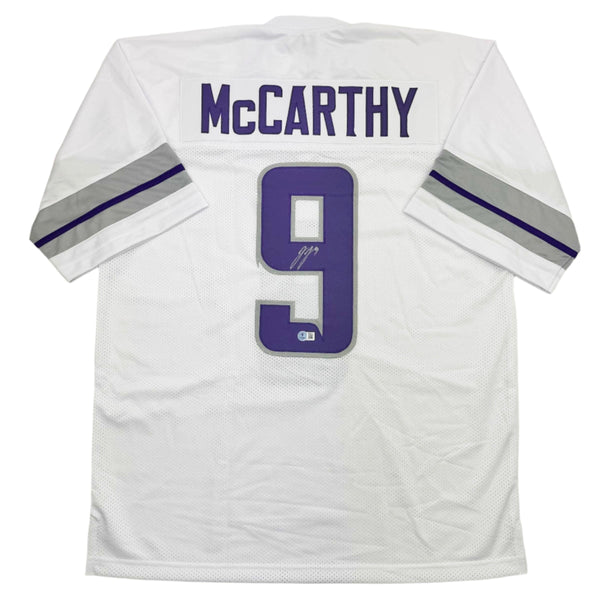 Autographed/Signed J.J. JJ McCarthy Minnesota Winter Warrior White Football Jersey Beckett BAS COA